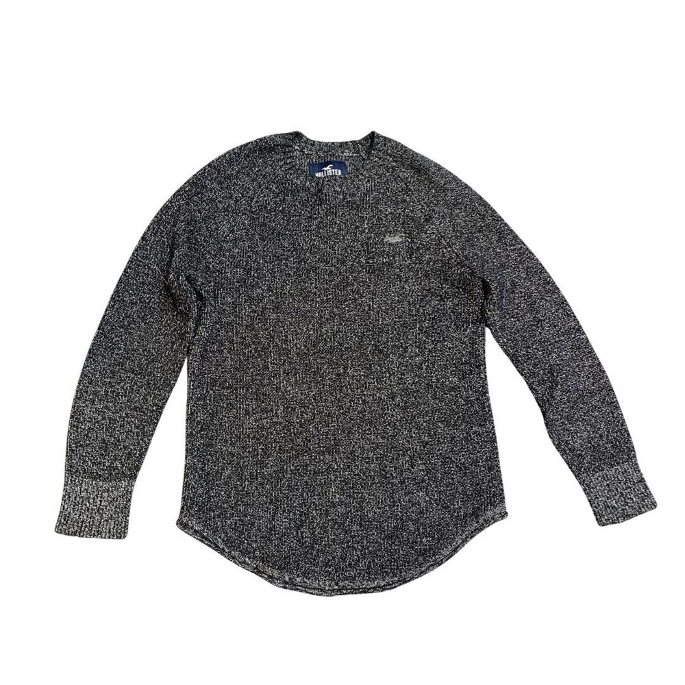 Hollister Co. Logo Men's Marbled Knit Charcoal Crewneck Sweater Size XS Y2K